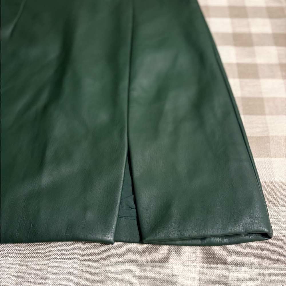 Anthropologie Faux Leather Dark Green Mini Skirt - Picture 5 of 12